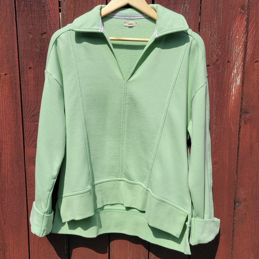 Pilcro Anthropologie Mint Green Johnny Collar Pullover Sweatshirt XS Relaxed Fit